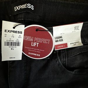 New Express Stretch + Perfect Lift Mid Rise Black Legging - Size 10T